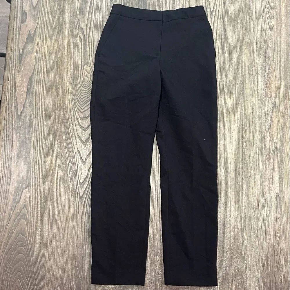H&M Womens Dress Pants Straight Tapered Leg Ankle Length Mid Rise Black Size 0